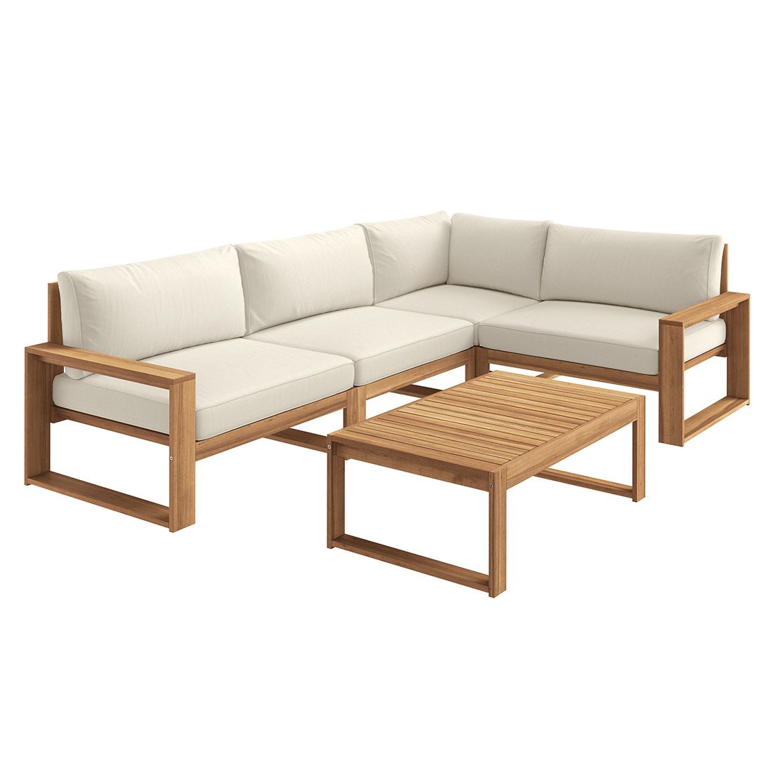 Bakside av Hjørnesofa ute Santa Cruz med loungebord akasie