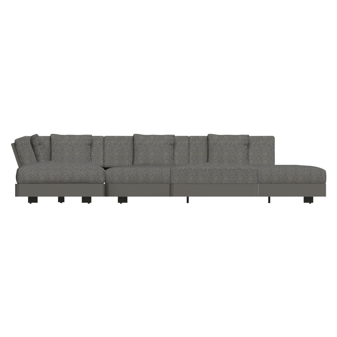 Nærbilde av aluminiumsramme på hjørnesofa ute Santa Monica