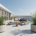 Hjørnesofa ute Shadow med loungebord aluminium front