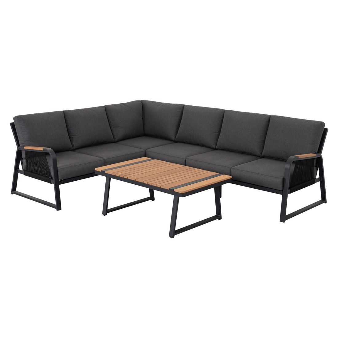 Hjørnesofa ute Siena aluminium tau bakside