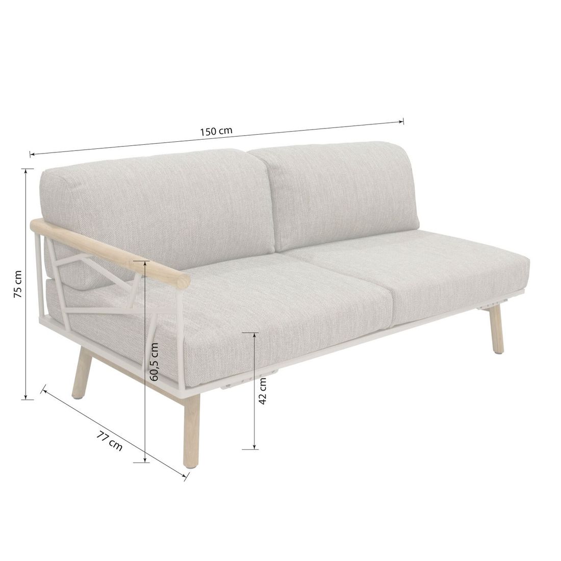 Hjørnesofa ute Solena med loungebord rustfritt stål/teak - Zebra