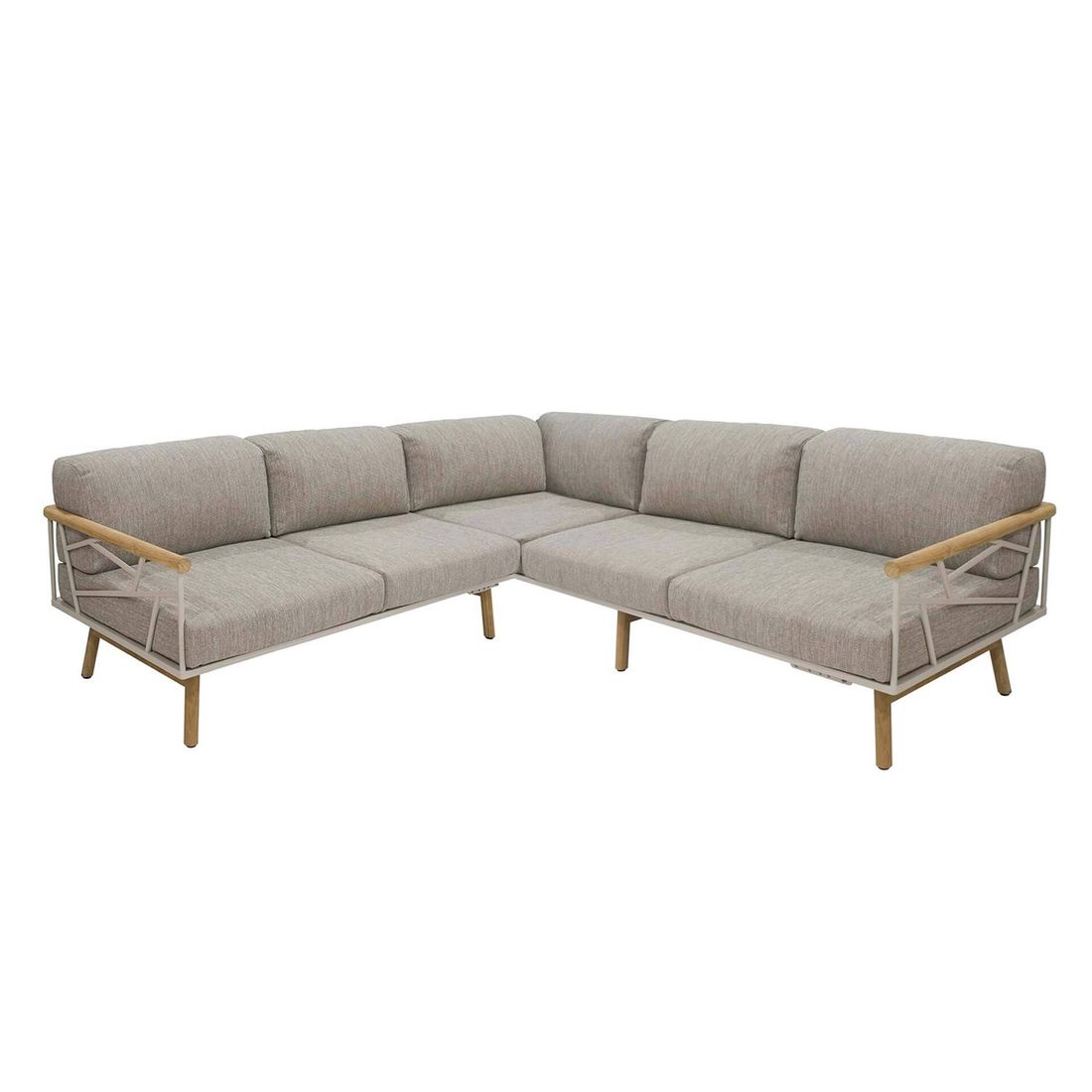 Hjørnesofa ute Solena rustfritt stål og teak bakside