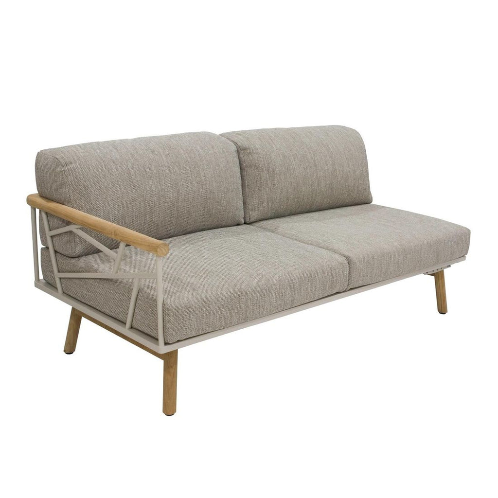 Hjørnesofa ute Solena rustfritt stål og teak sideprofil