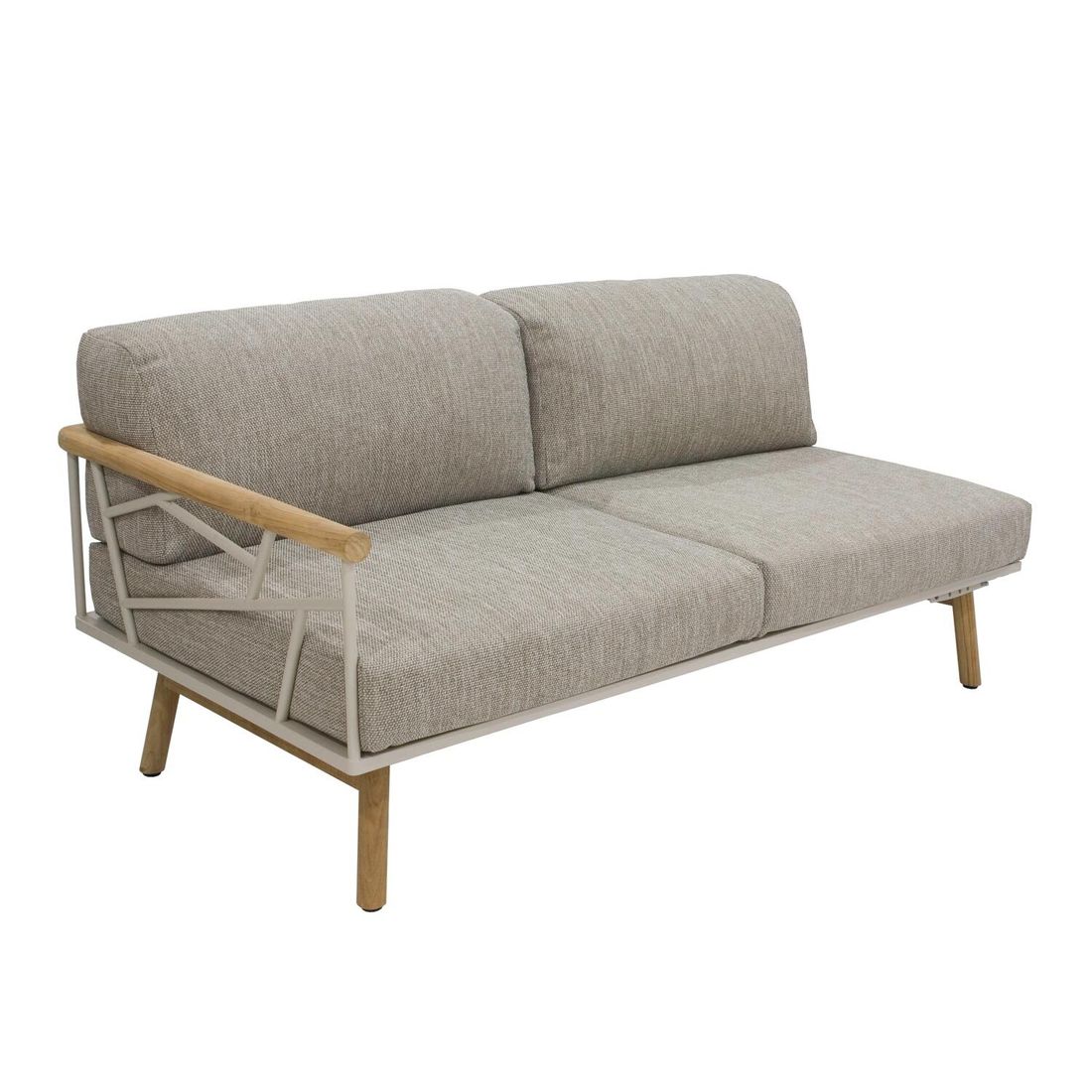 Hjørnesofa ute Solena rustfritt stål og teak sideprofil