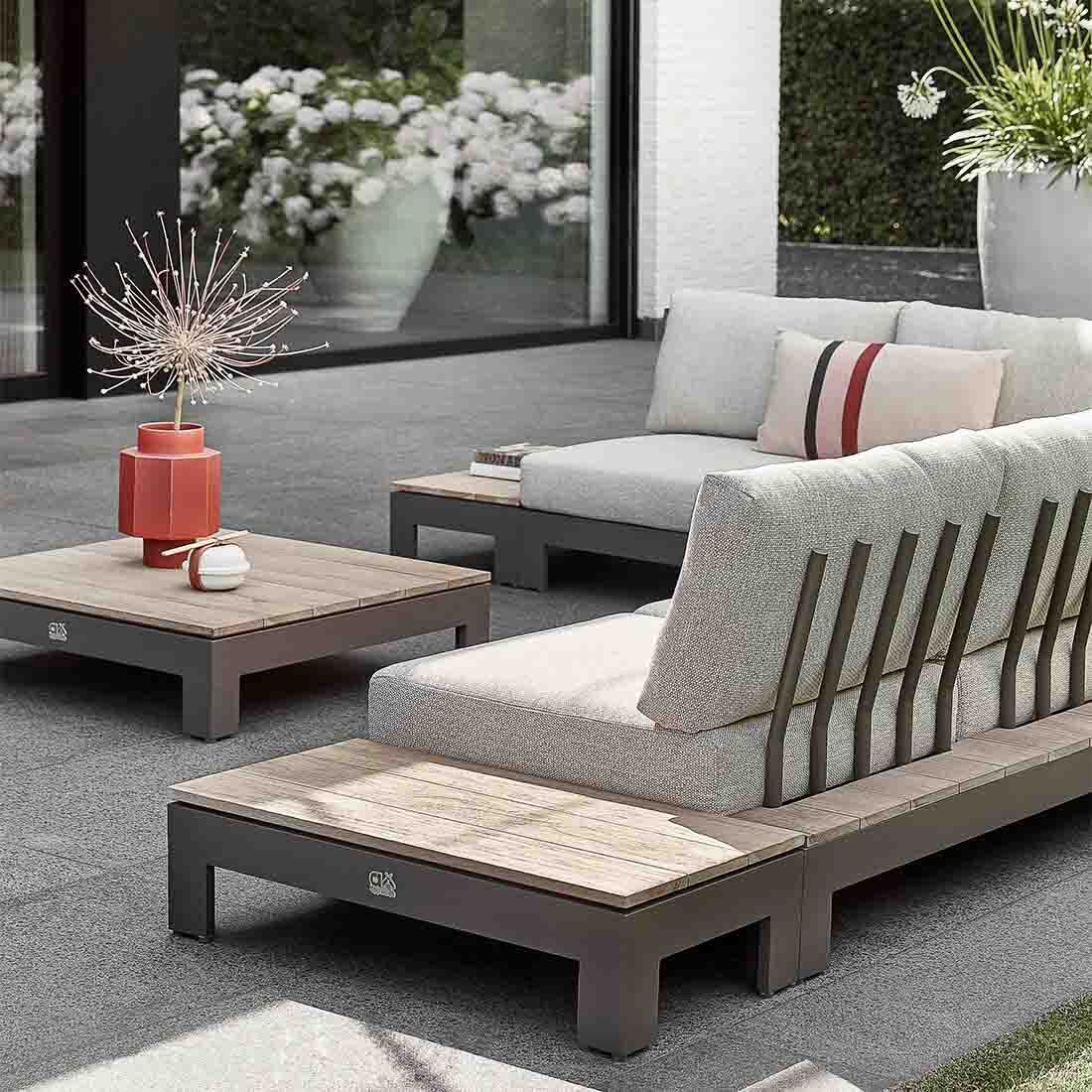 Hjørnesofa ute Sticks & More aluminium/teak - Apple Bee