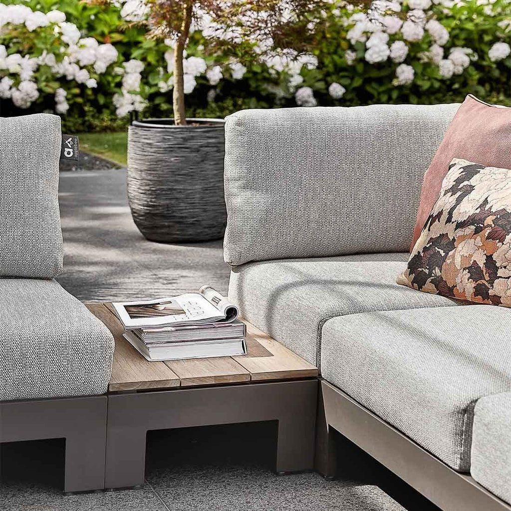 Hjørnesofa ute Sticks & More aluminium/teak - Apple Bee