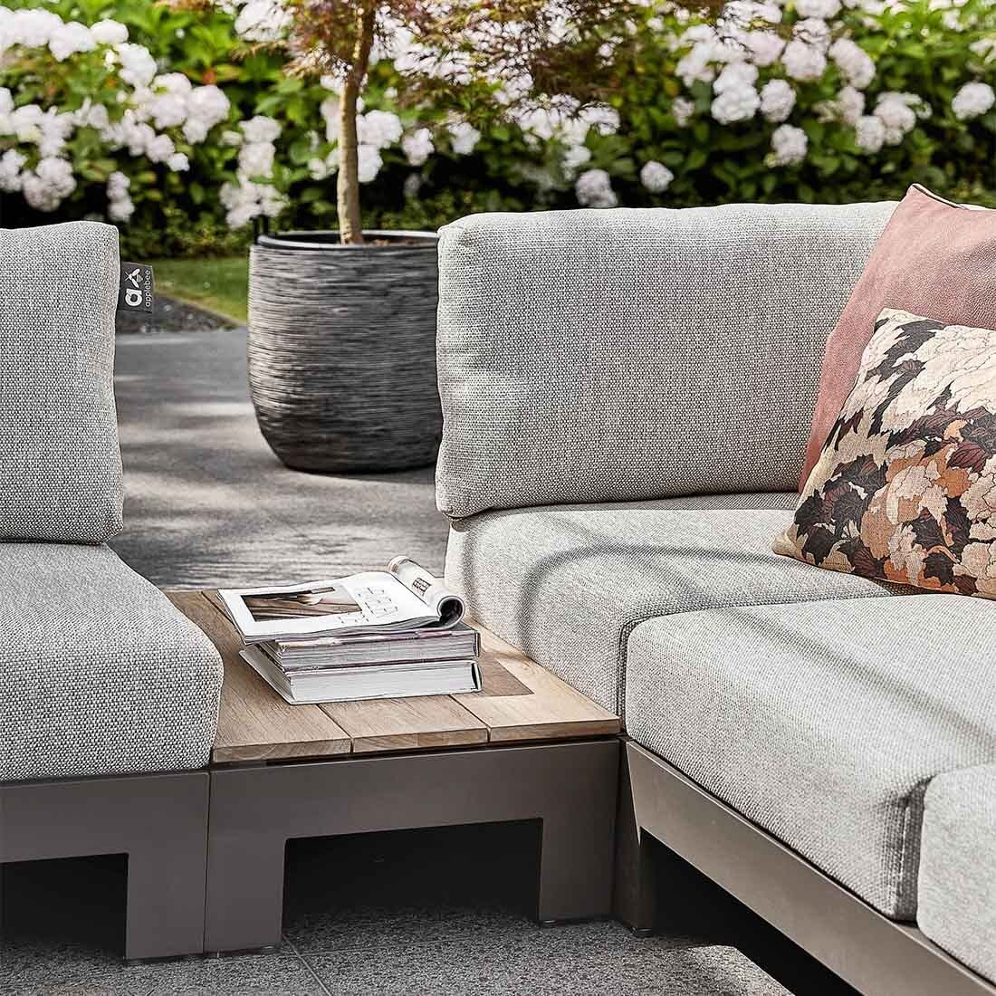 Hjørnesofa ute Sticks & More aluminium/teak - Apple Bee