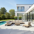 Hjørnesofa ute Sticks & More aluminium/teak - Apple Bee forfra