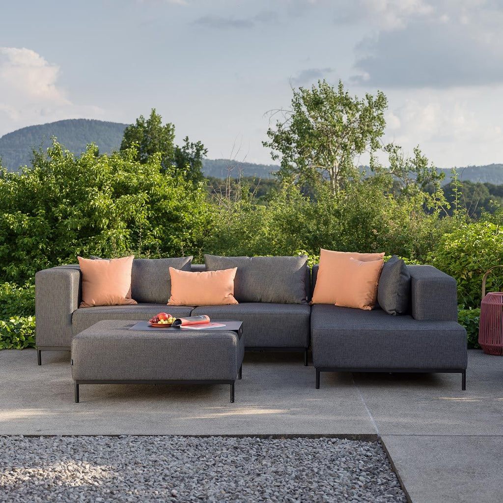 Hjørnesofa ute Taavi 302x203 cm aluminium/utestoff - Stern forfra