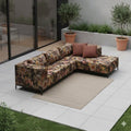 Hjørnesofa ute Taavi Flower aluminium 302x203 cm forfra