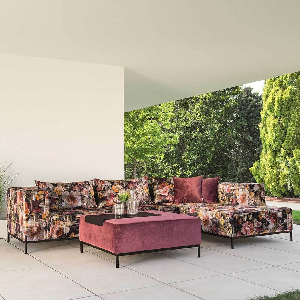 Hjørnesofa ute Taavi Flower aluminium 302x203 cm bakside