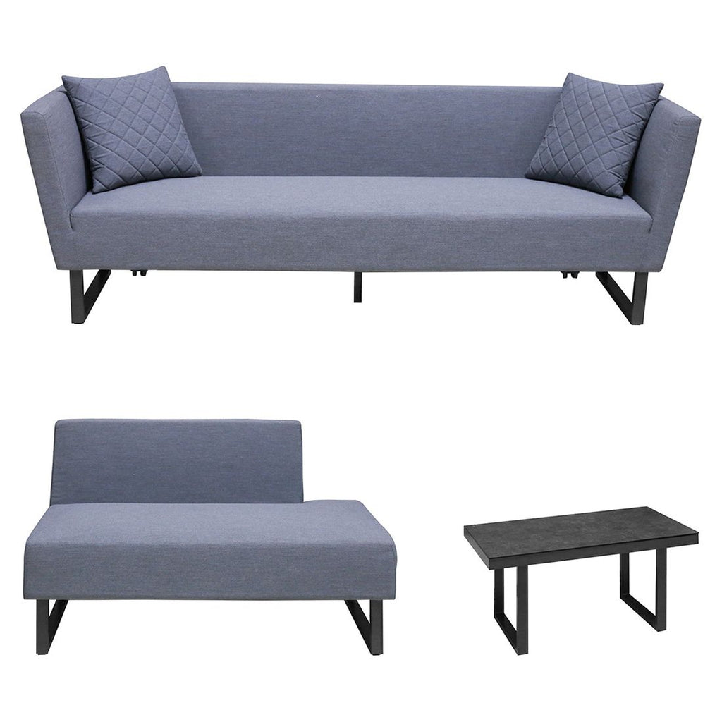 Detalj av stoff og polstring på Hjørnesofa ute Tonga med loungebord