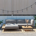 Hjørnesofa ute Topaz med loungebord sett forfra