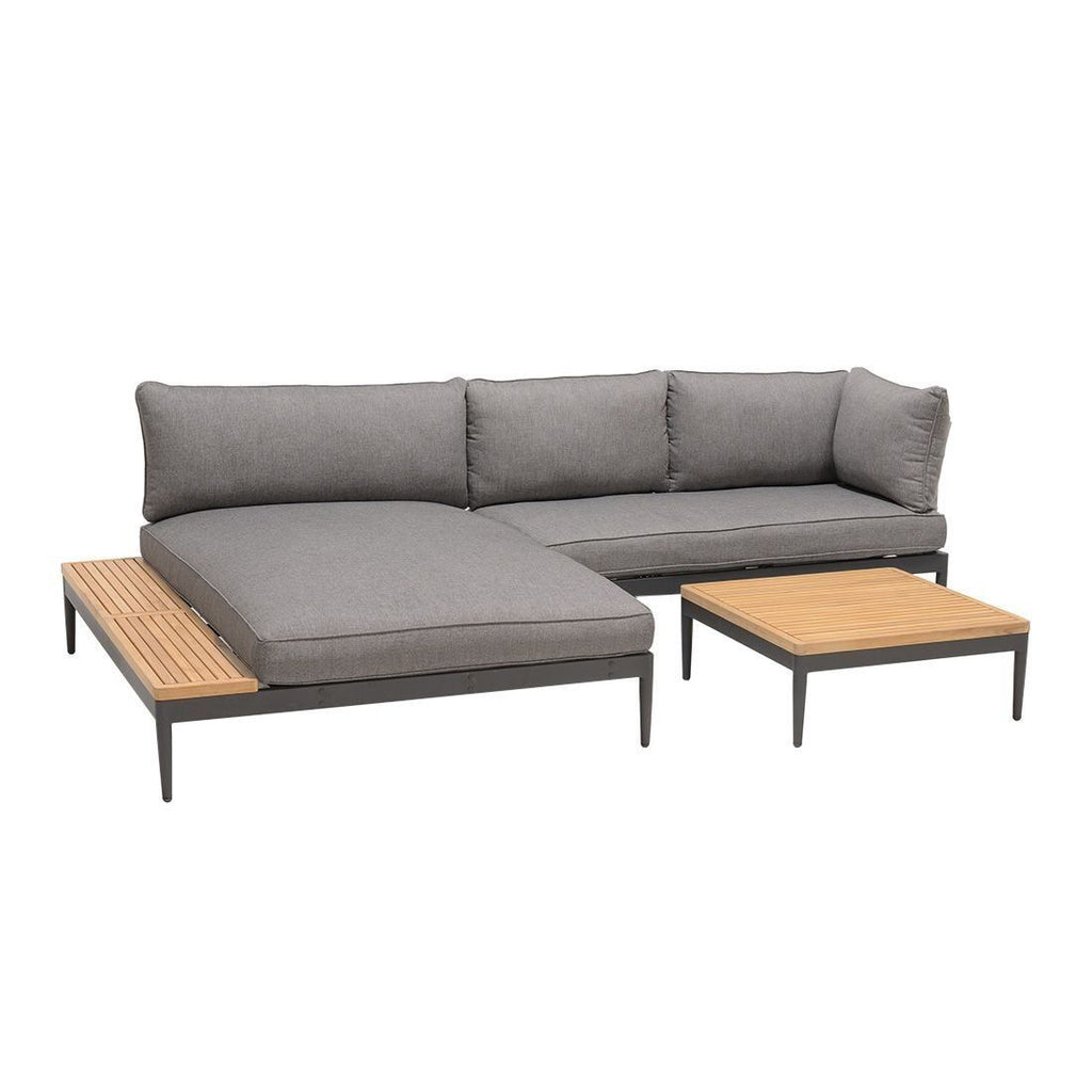 Hjørnesofa ute Topaz med loungebord sett bakfra