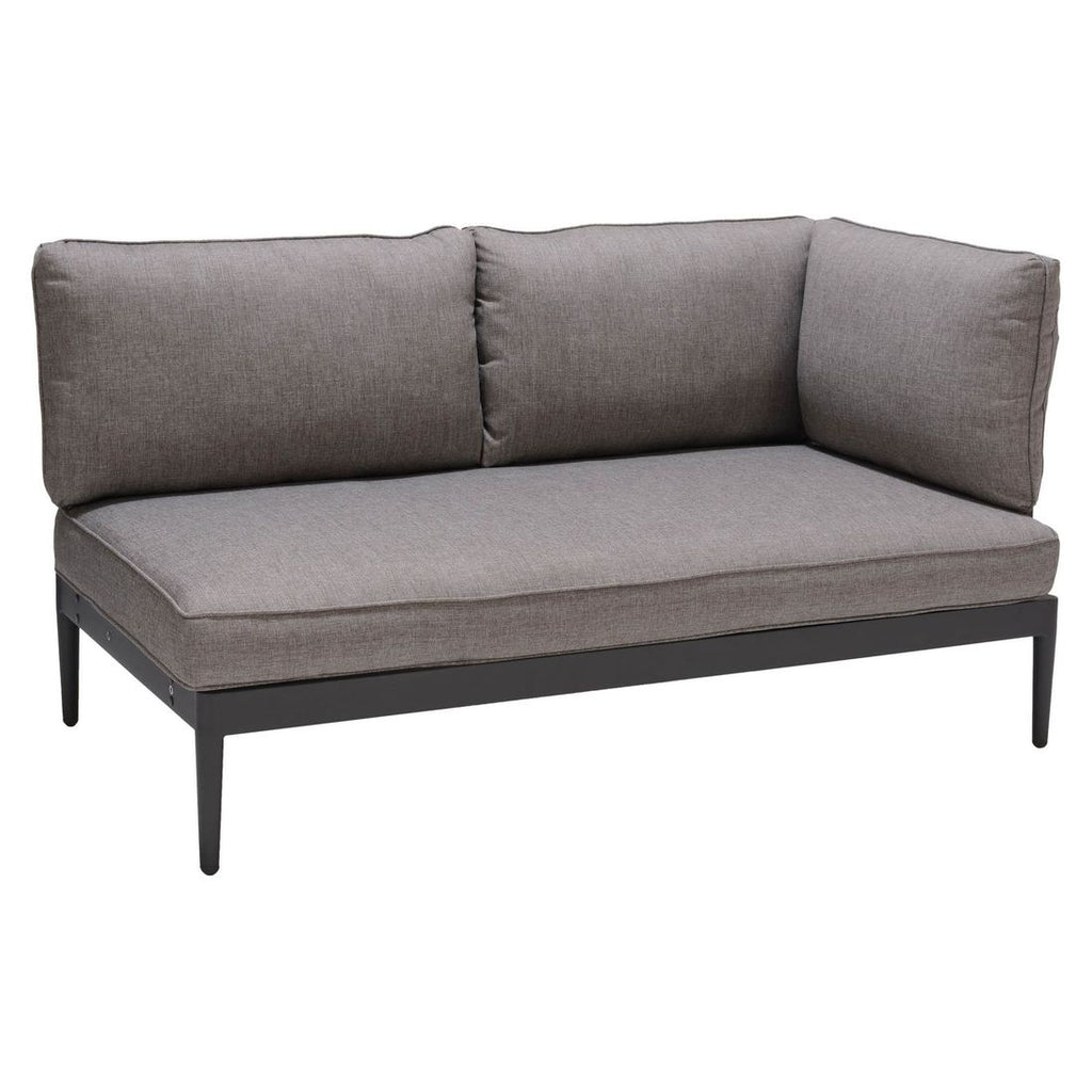 Montert Hjørnesofa ute Topaz med loungebord aluminium/teak i hage