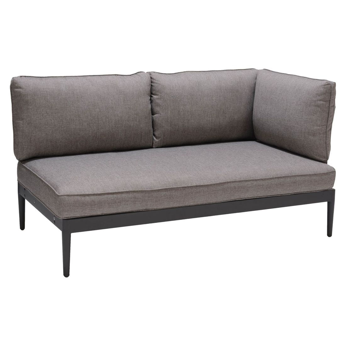 Montert Hjørnesofa ute Topaz med loungebord aluminium/teak i hage