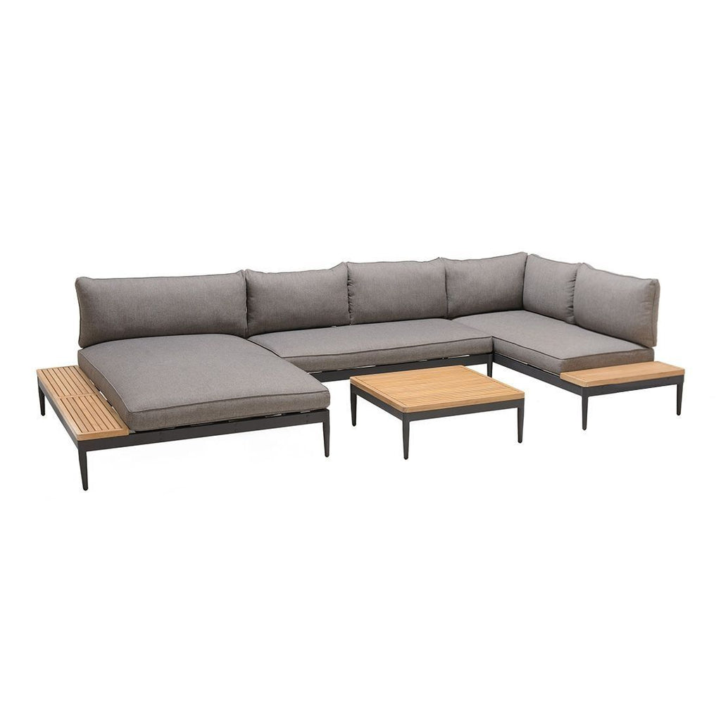 Hjørnesofa ute Topaz med loungebord sett bakfra