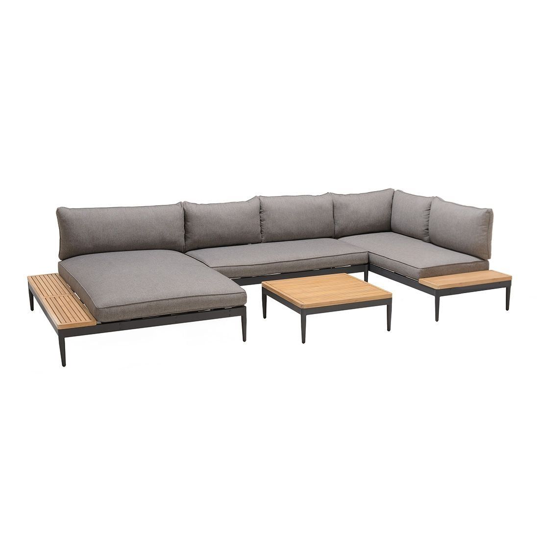 Hjørnesofa ute Topaz med loungebord sett bakfra