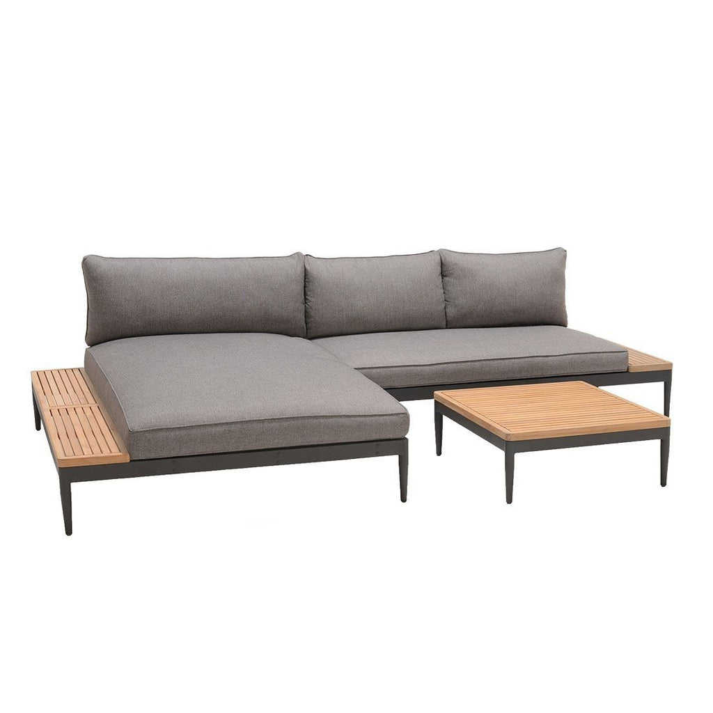 Hjørnesofa ute Topaz med loungebord bakside