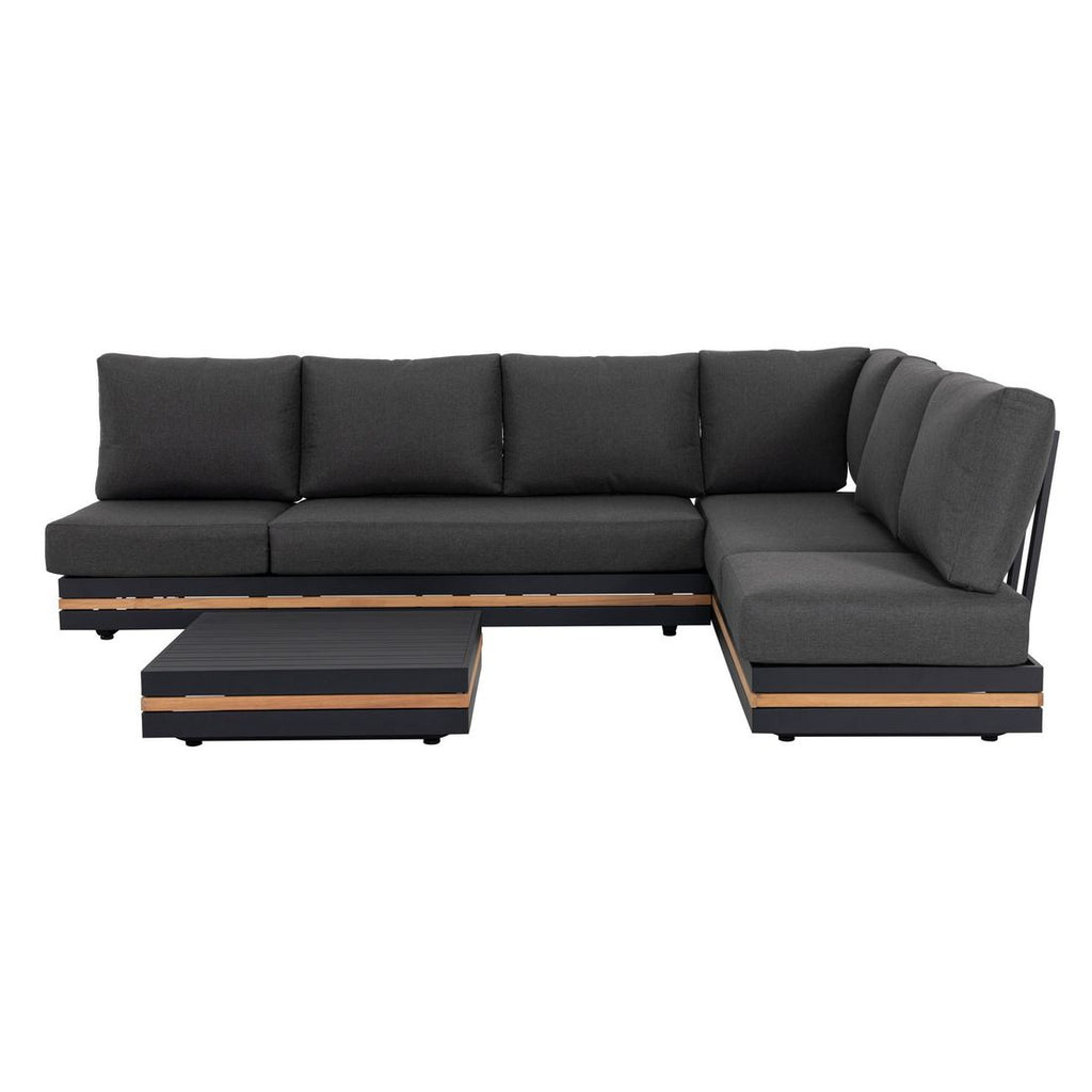 Hjørnesofa ute Triest aluminium/teak 271x198 cm bakside