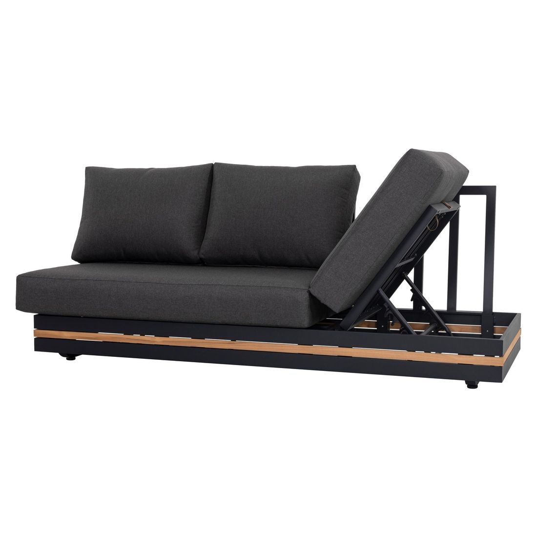 Hjørnesofa ute Triest aluminium/teak 271x198 cm loungetablet
