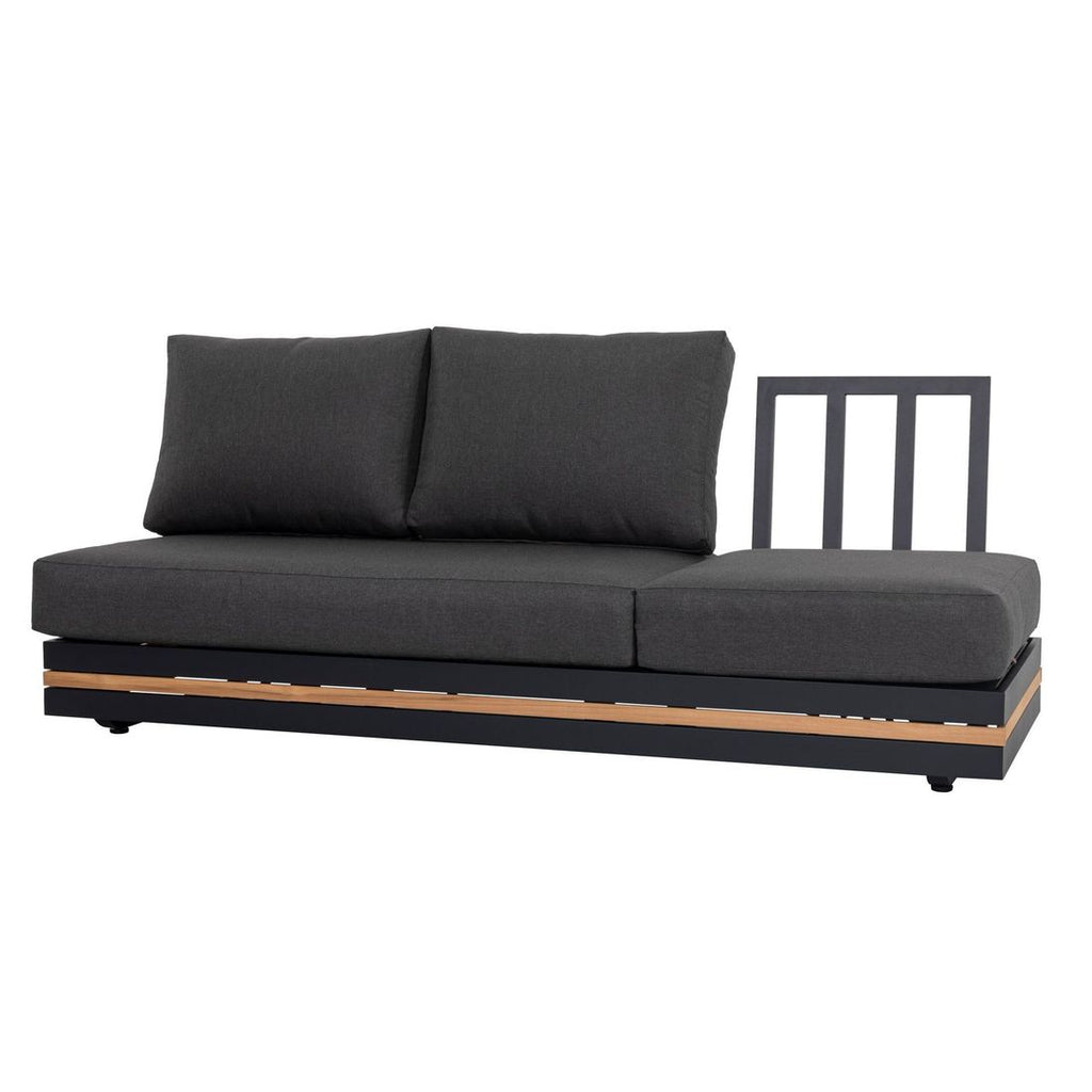 Hjørnesofa ute Triest aluminium/teak 271x198 cm ottoman detalj