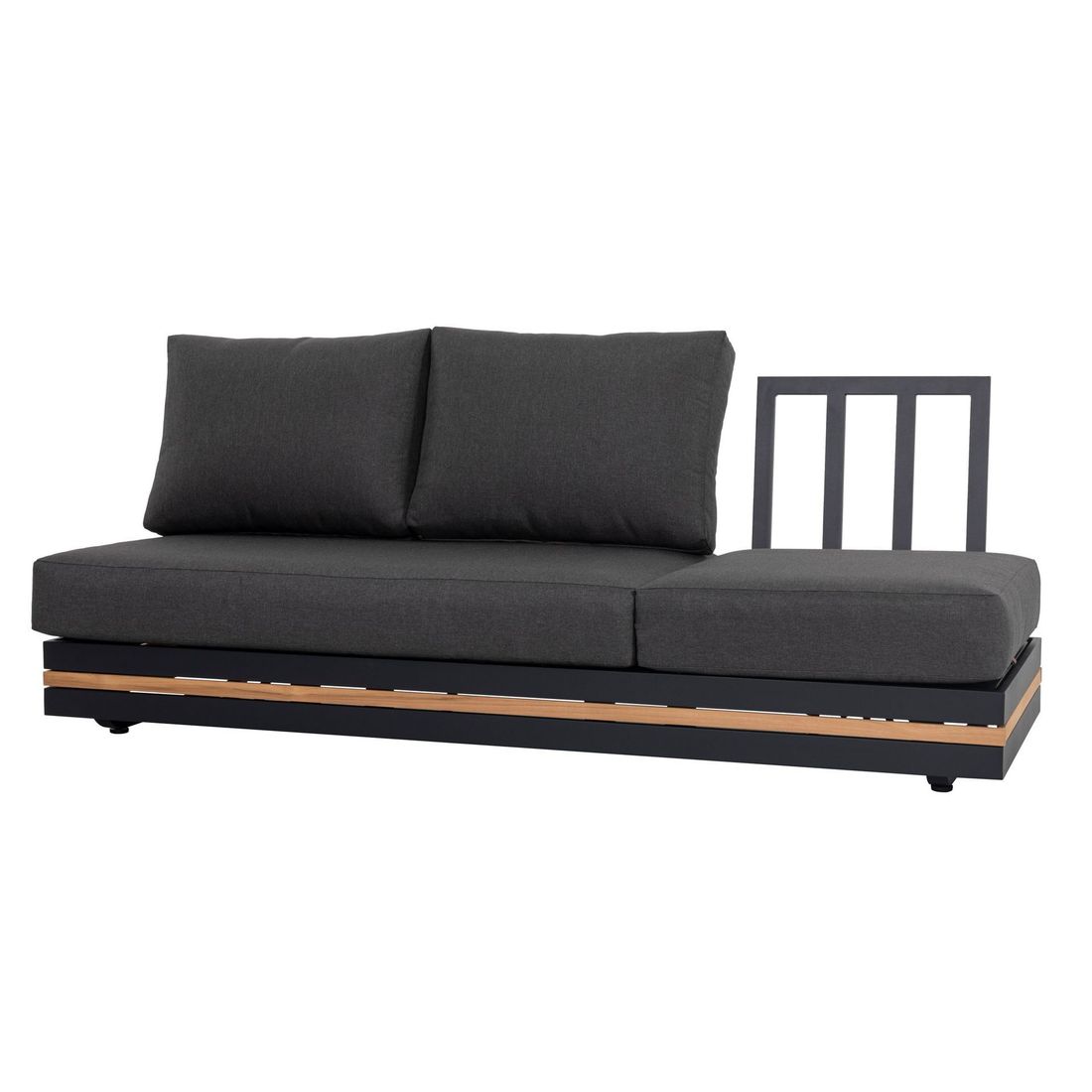 Hjørnesofa ute Triest aluminium/teak 271x198 cm ottoman detalj