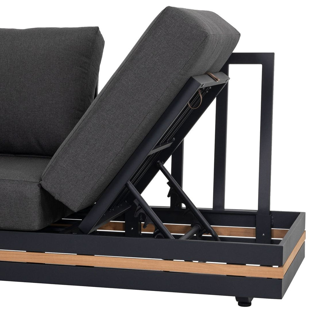 Hjørnesofa ute Triest aluminium/teak 271x198 cm sittekomfort