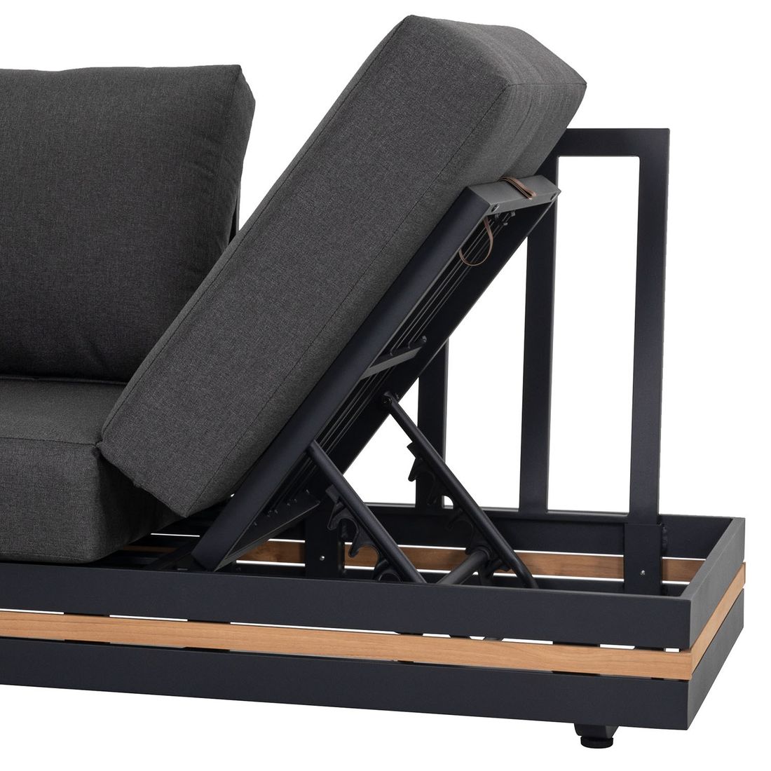Hjørnesofa ute Triest aluminium/teak 271x198 cm sittekomfort