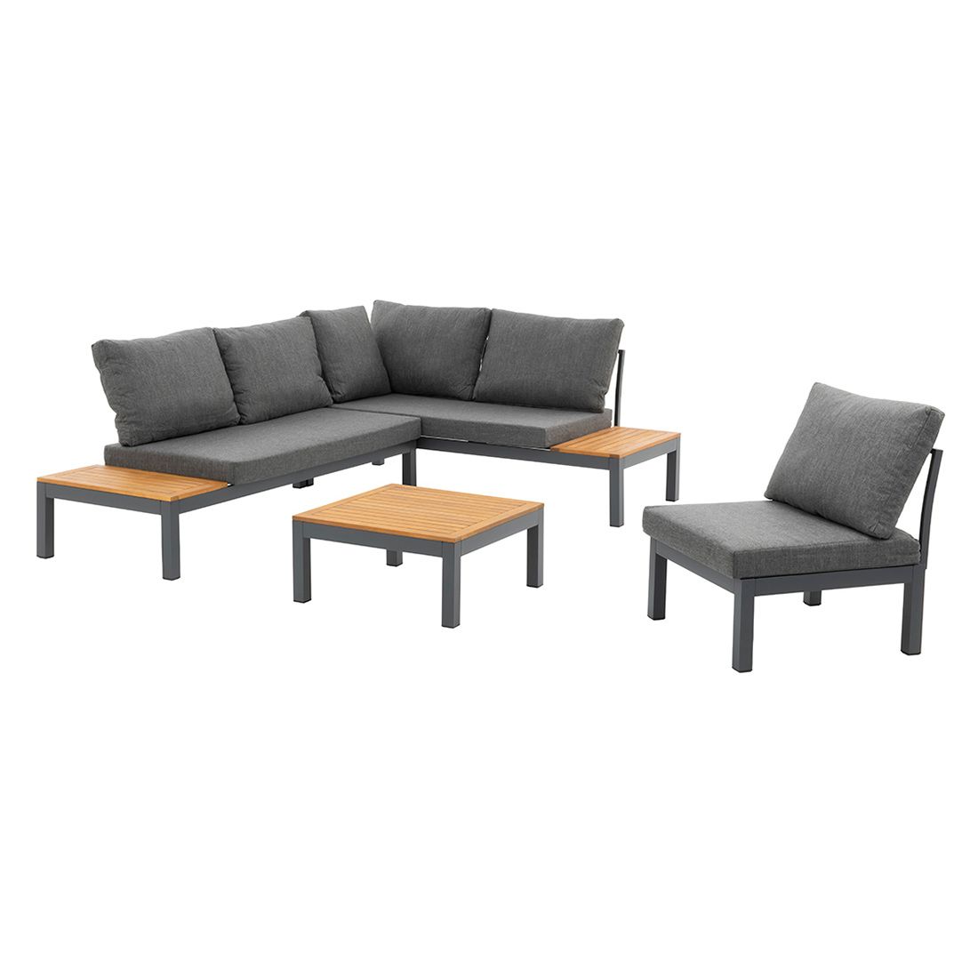 Hjørnesofa ute Venedig med loungebord aluminium/olefin bakside
