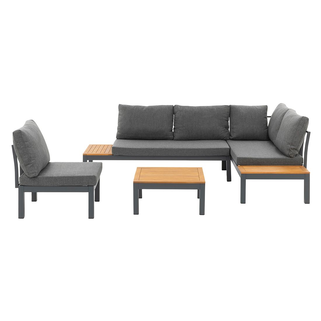 Montert Hjørnesofa ute Venedig med loungebord aluminium/olefin i hage