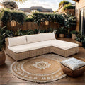 Hjørnesofa ute Versailles flettverk/polyester 270x202 cm - OUTLIV forfra