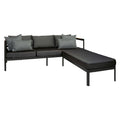 Hjørnesofa ute Viggo aluminium/teak med textilen - Stern forfra