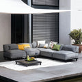 Hjørnesofa ute Vlieland med loungebord aluminium forfra
