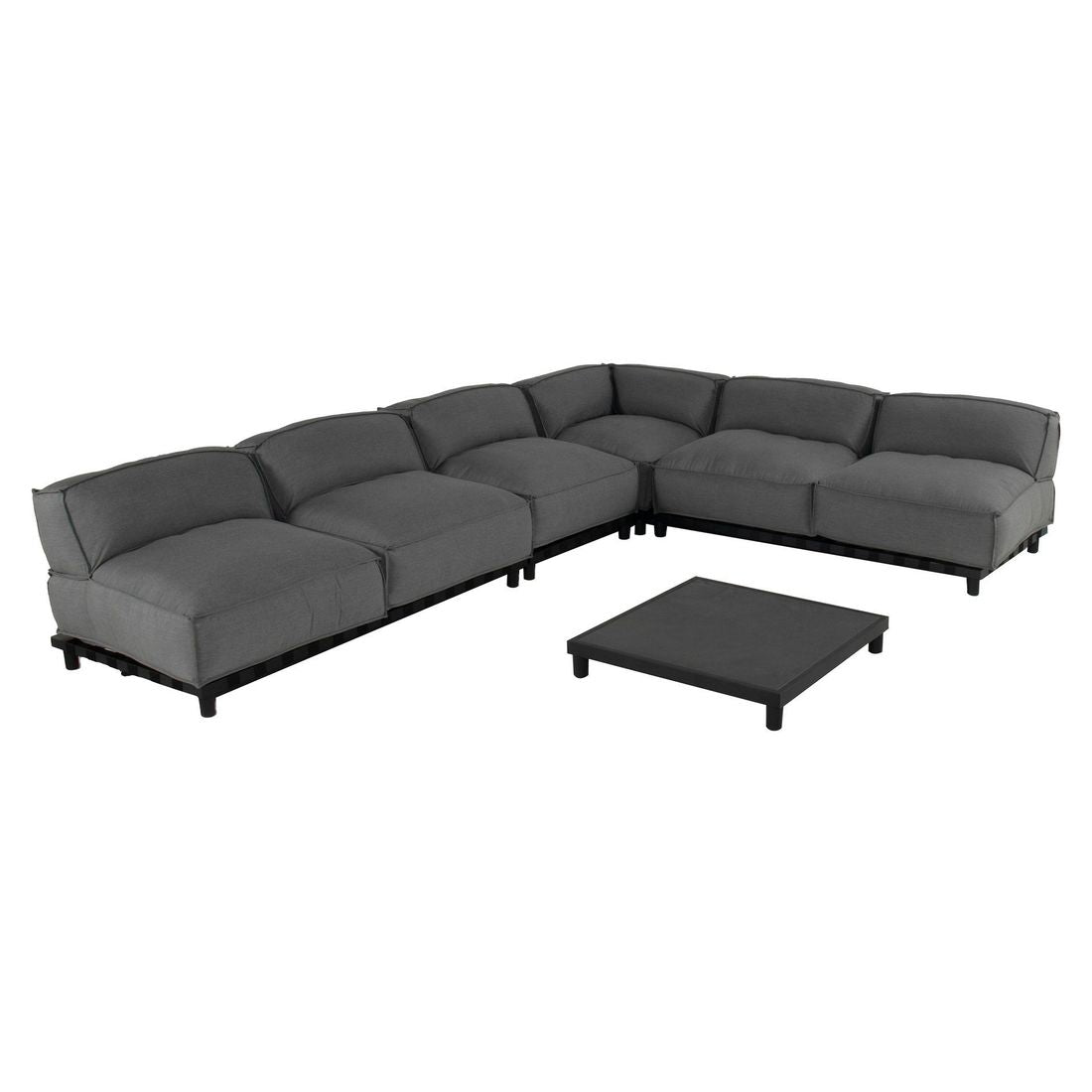 Hjørnesofa ute Vlieland med loungebord aluminium sett bakfra