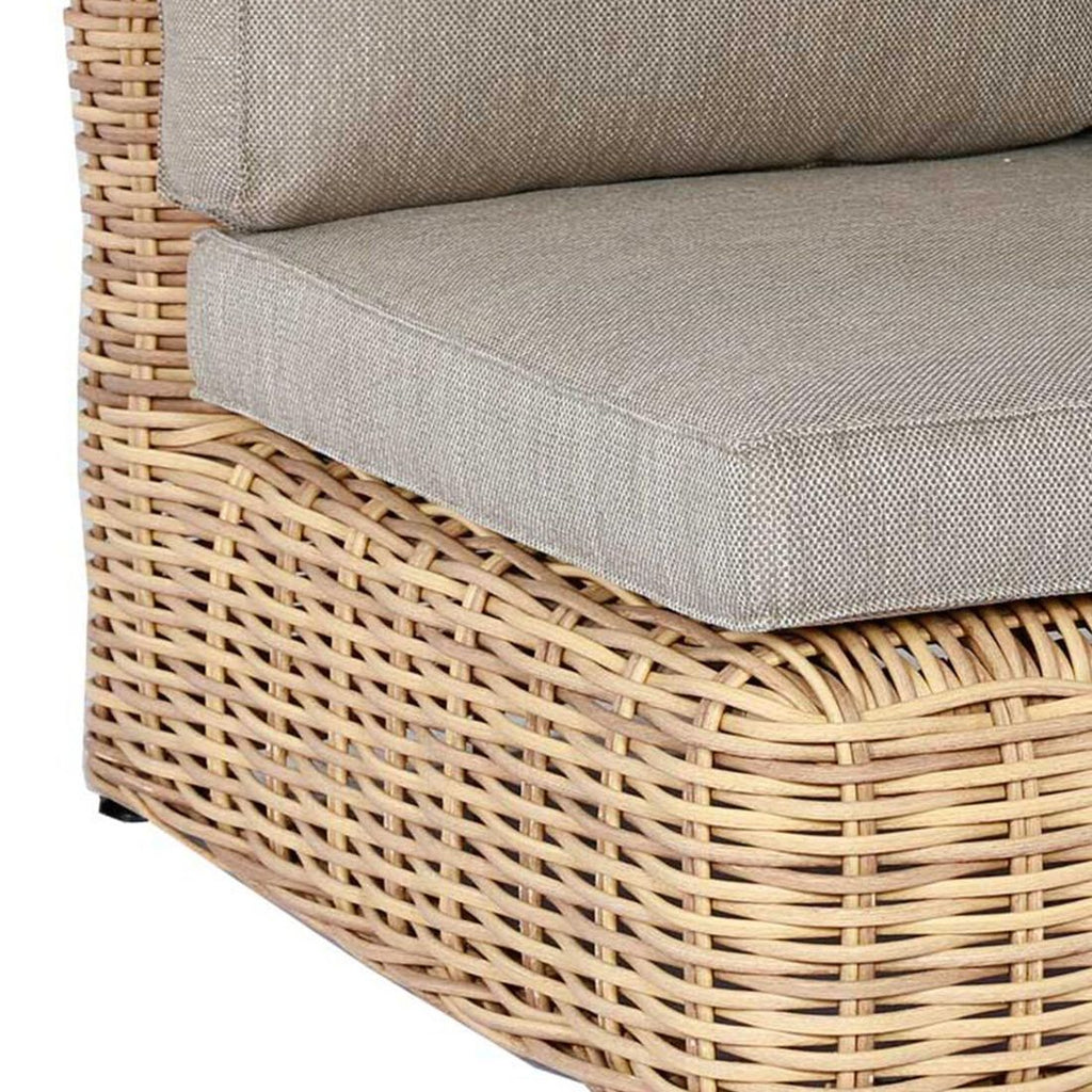 Hjørnesofa ute Yate med loungebord flettverk/olefin i maritim stil
