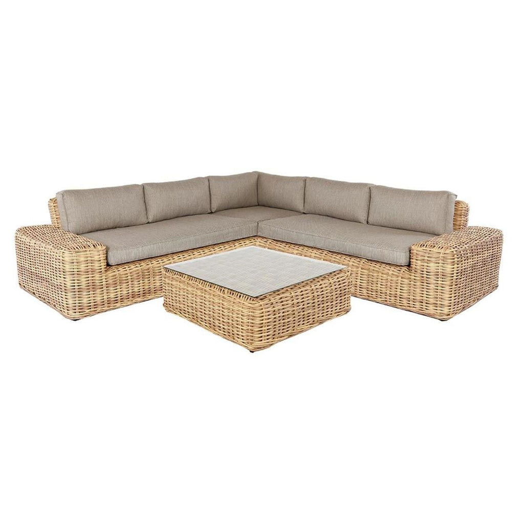 Hjørnesofa ute Yate med loungebord flettverk/olefin bakside
