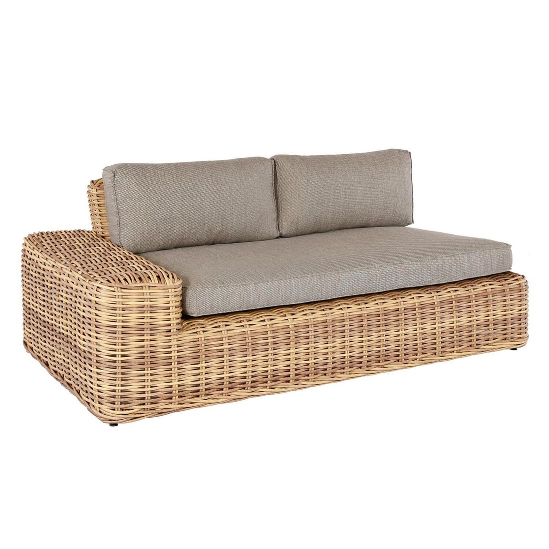 Oversikt over glassbord på Hjørnesofa ute Yate med loungebord flettverk/olefin
