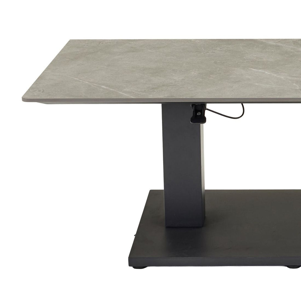 Sideprofil av Høydejusterbart hagebord Como 140x80 cm aluminium keramik