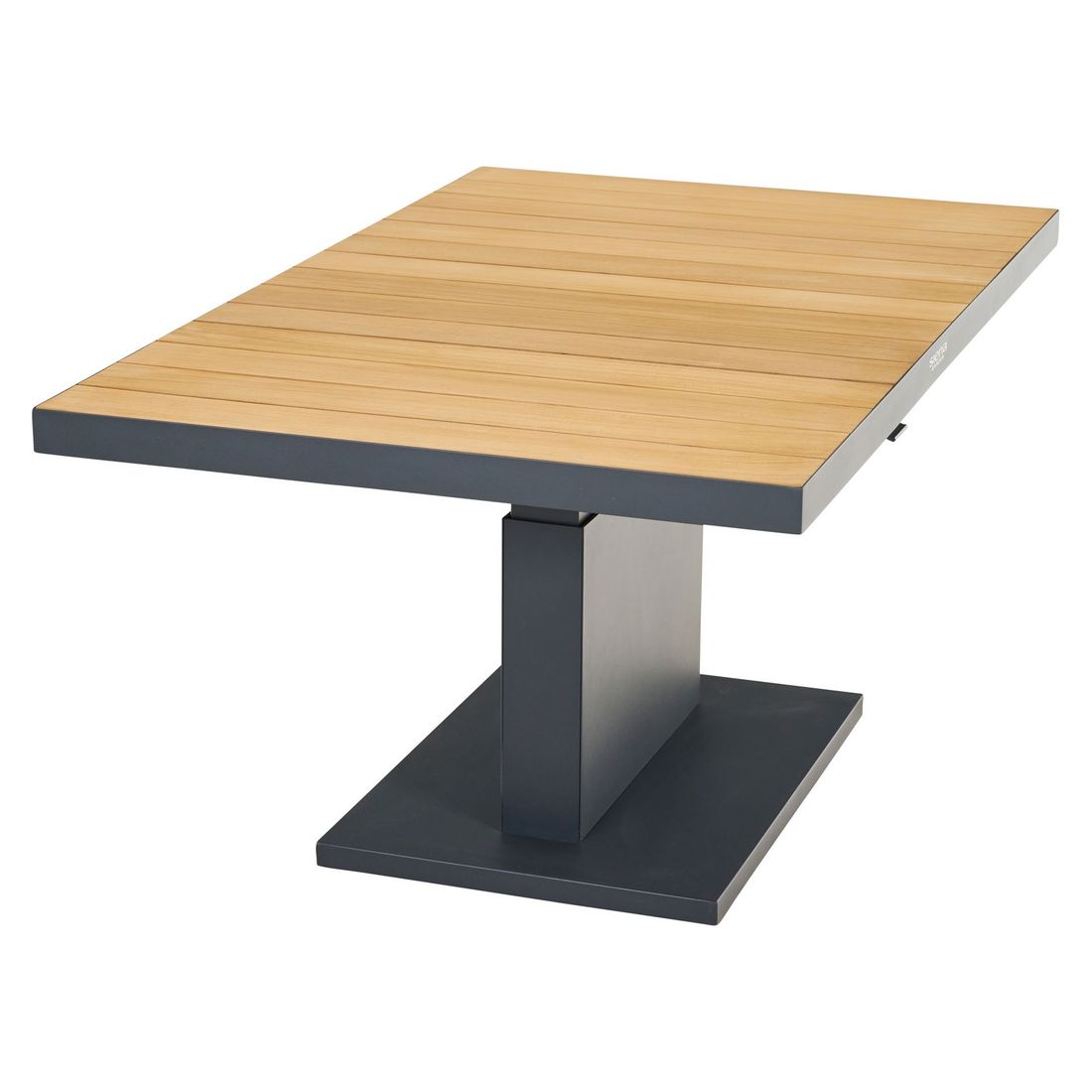 Sidevisning av høydejusterbart hagebord Talina
