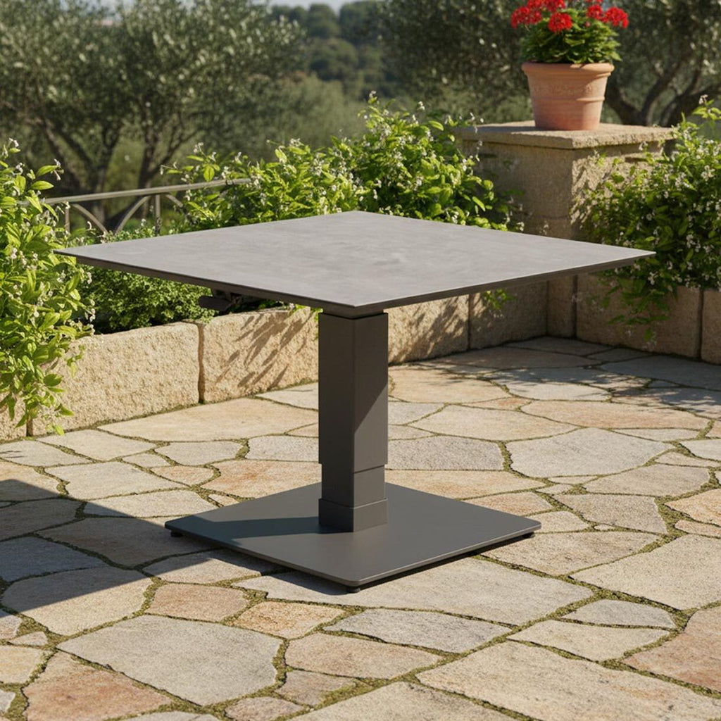 Høydejusterbart loungebord Bondino aluminium/keramikk bakside