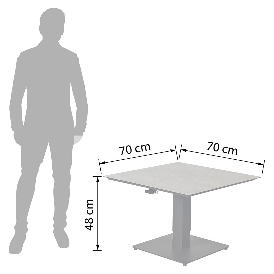 Detalj av keramisk bordplate på Høydejusterbart loungebord Bondino