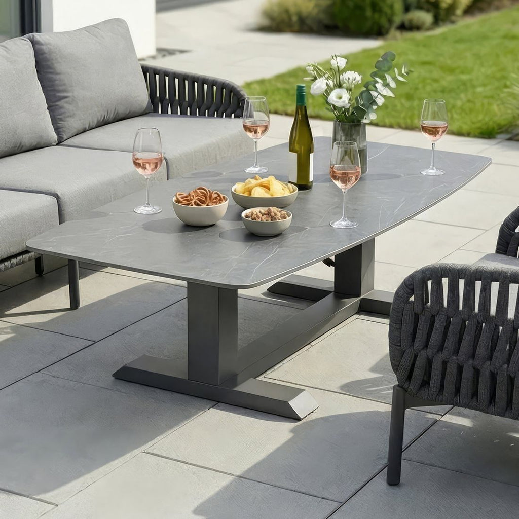 Høydejusterbart loungebord Terano 180x90 cm aluminium bakside