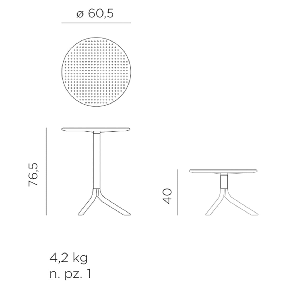 Montert høydejusterbart sidebord Step Ø60,5cm plast - Nardi på terrasse