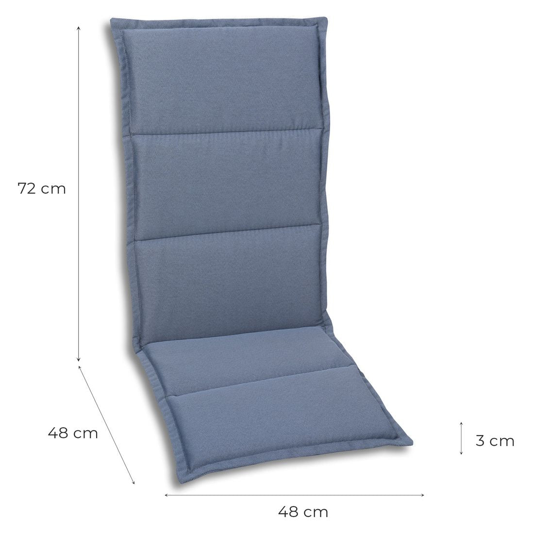 Høyrygg stolpute 48x120 cm polyester blå - GO-DE bakside