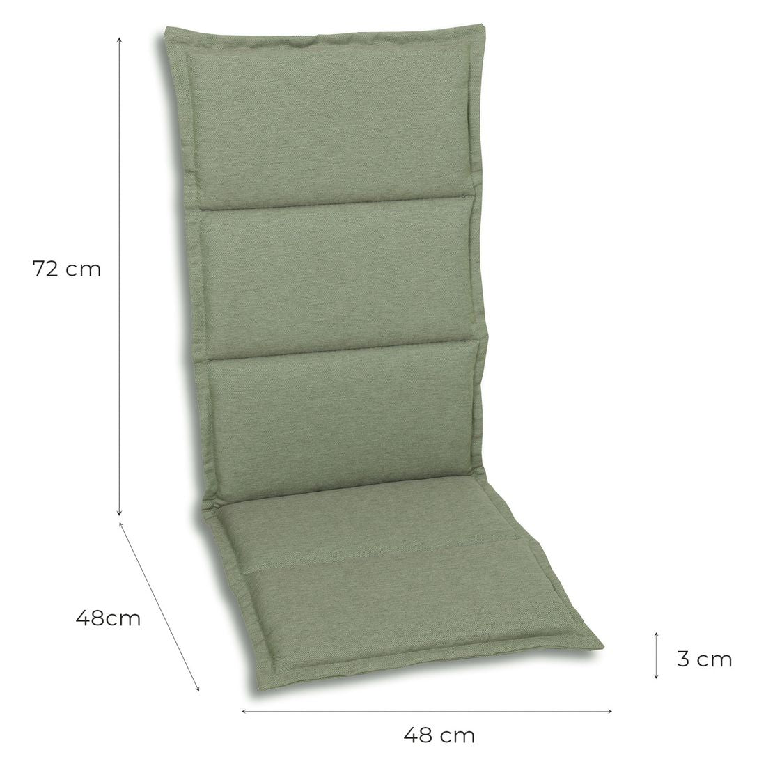 Høyrygg stolpute 48x120 cm polyester grønn - GO-DE bakside