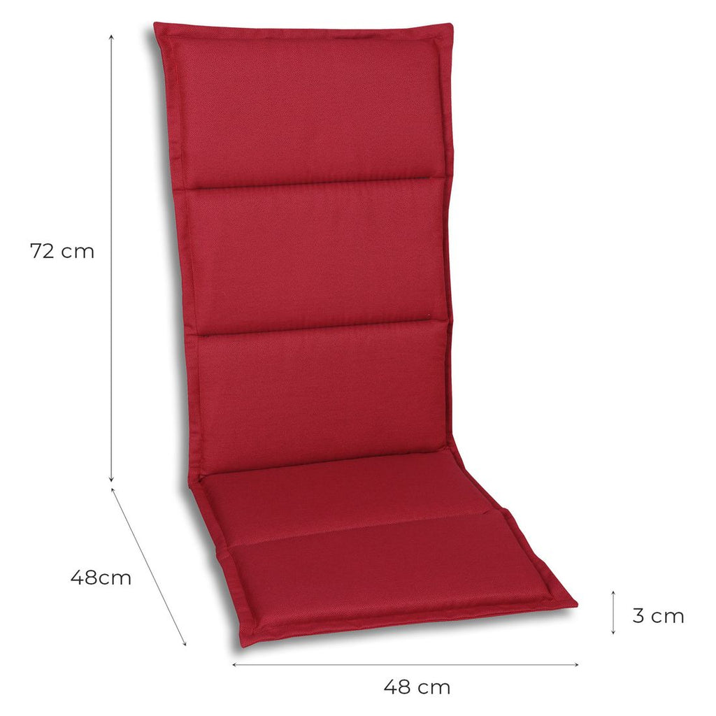 Høyrygg stolpute 48x120 cm rød polyester - GO-DE bakside