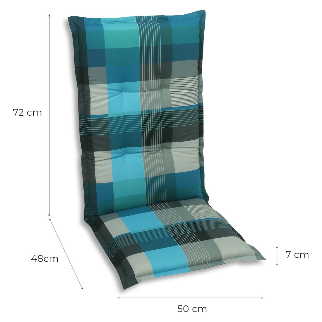 Høyrygg stolpute 50x120 cm blå blandingsstoff - GO-DE bakside