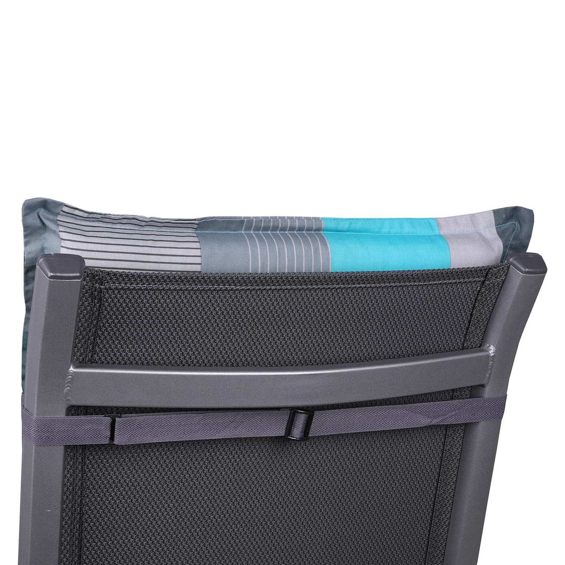Høyrygg stolpute 50x120 cm blå blandingsstoff - GO-DE detalj av stoff