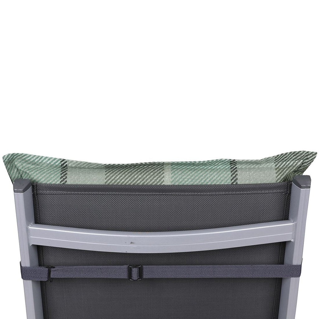Detalj av stoff og polstring på Høyrygg stolpute 50x120 cm blandet stoff grønn - GO-DE